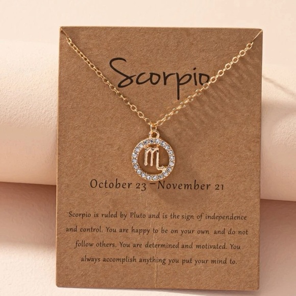 Jewelry - Rhinestone Scorpio charm necklace. New.